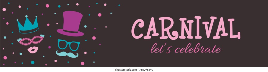 Carnival - masquerade party banner. Vector.