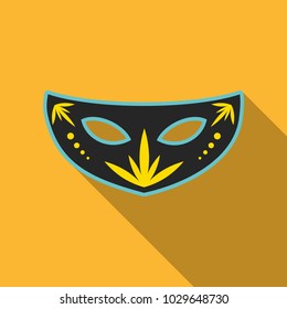 Carnival, masquerade, party and festive accessories. Mask in the form of a silhouette of the face, with decorative patterns and ornaments. Masquerade colorful masks.