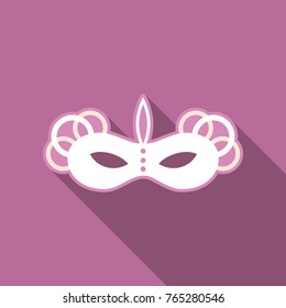 Carnival, masquerade, party and festive accessories. Mask in the form of a silhouette of the face, with decorative patterns and ornaments. Masquerade colorful masks.