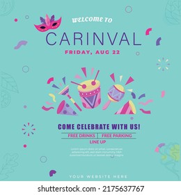 Carnival Music Festival Social Media Template Design vector illustration
