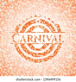 Carnival orange mosaic emblem. Vector Illustration. Detailed.