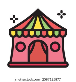 Carnival outline color, mini illustration icon. use for modern concept, print, UI, UX kit, web and app development. Vector EPS 10, related to entertainment, festival, funfair and hobbies.