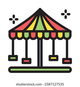 Carnival outline color, mini illustration icon. use for modern concept, print, UI, UX kit, web and app development. Vector EPS 10, related to entertainment, festival, funfair and hobbies.