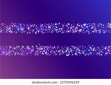 Carnival Paper. Digital Banner. Transparent Serpentine. Rainbow Tinsel. Glare Concept. Purple Disco Background. Modern Dust. Laser Colourful Template. Blue Carnival Paper