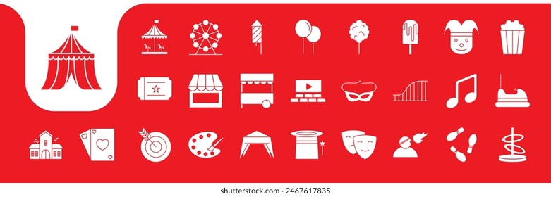 conjunto de iconos planos de desfile de carnaval colección diseño de Vector