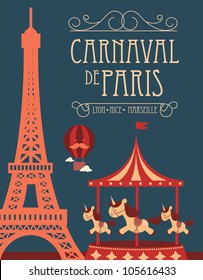 carnival in paris. fun fair template vector/illustration