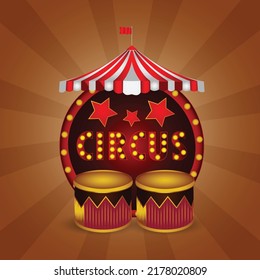 Carnival Party Background With Circus Tent House And Carnival Mask