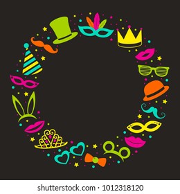 Carnival Party  - background with funny decorations. Vector.