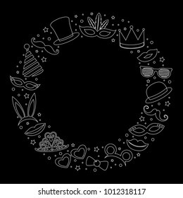Carnival Party  - background with hand drawn decorations. Vector.
