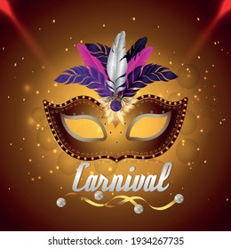 	
Carnival party banner or greeting card with golden mask