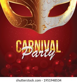 Carnival party celebration background with golden mask