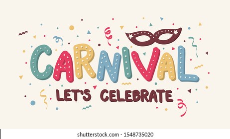 Carnival Party - colorful banner with confetti. Vector