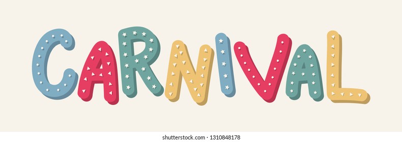 Carnival Party - colorful banner with hand drawn text. Vector