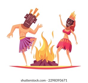 Carnival party composition with view of doodle style characters wearing festive suits vector illustration
