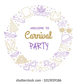 Carnival Party - concept of an invitation. Vector.