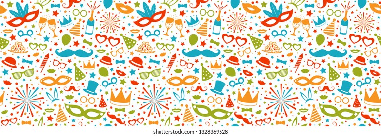 Carnival Party - concept of seamless pattern. Vector