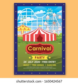 Carnival party flat design poster vector illustration