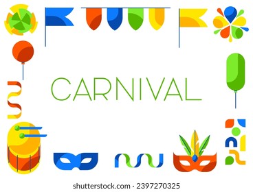 Carnival party frame. Mardi Gras illustration for traditional holiday or festival.