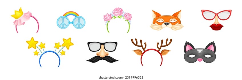 Carnival or Party Headband and Masks Vector Set