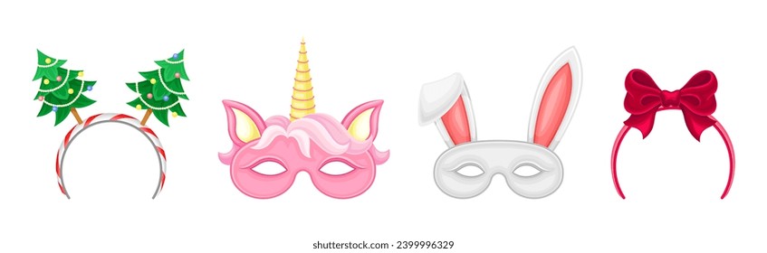 Carnival or Party Headband and Masks Vector Set
