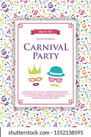 Carnival Party invitation with colorful texture. Vector