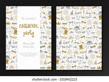 Carnival Party - layout of invitation. Vector.