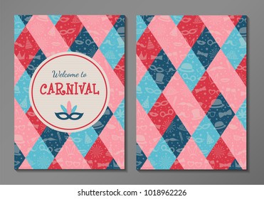 Carnival Party - layout of invitation. Vector.