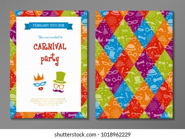 Carnival Party - layout of invitation. Vector.