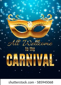 Carnival Party Mask Holiday Poster Background. Vector Illustration EPS10