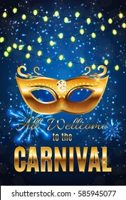 Carnival Party Mask Holiday Poster Background. Vector Illustration EPS10