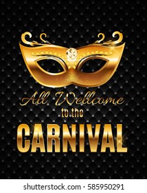 Carnival Party Mask Holiday Poster Background. Vector Illustration EPS10