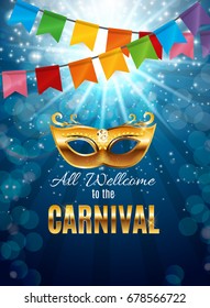 Carnival Party Mask Holiday Poster Background. Vector Illustration EPS10