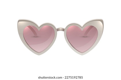 Carnival party masquerade costume heart shaped glasses realistic vector illustration