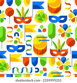 Carnival party pattern. Mardi Gras illustration for traditional holiday or festival.