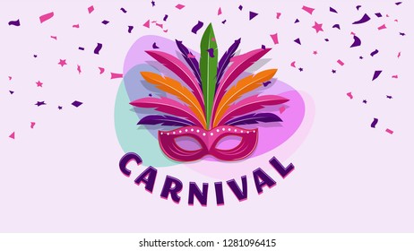 Carnival party poster, banner template ,greeting card concept with colorful elements vector illustration