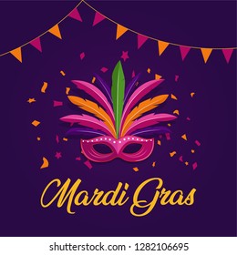 Carnival party poster, banner template ,greeting card concept with colorful elements vector illustration