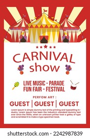 Carnival party poster template in flat design