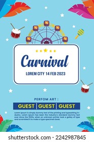 Carnival party poster template in flat design