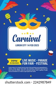 Carnival party poster template in flat design