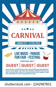 Carnival party poster template in flat design