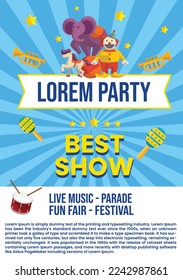 Carnival party poster template in flat design