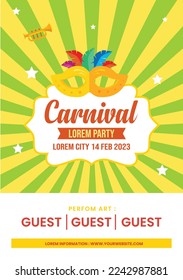 Carnival party poster template in flat design