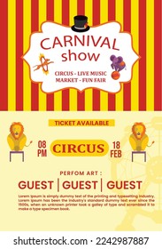 Carnival party poster template in flat design