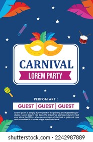 Carnival party poster template in flat design