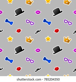 Carnival and party seamless pattern with celebration stickers
