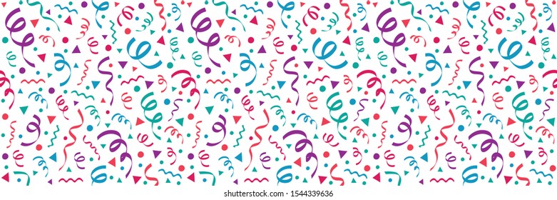 Carnival Party seamless pattern with confetti. Vector.