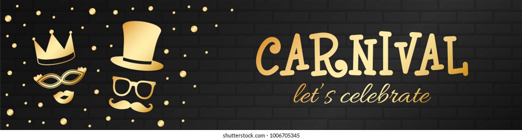 Carnival Party - shiny panoramic header. Vector.