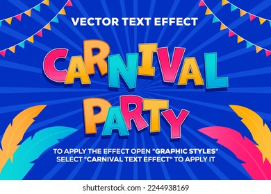 carnival party vector text effect colorful fully editable