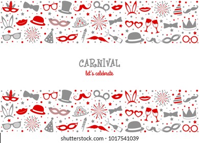 Carnival Party - vintage poster with funny elemnts. Vector.