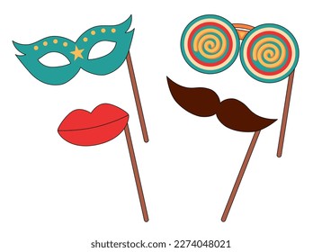 Carnival photo booth props. Retro fashion party accessory